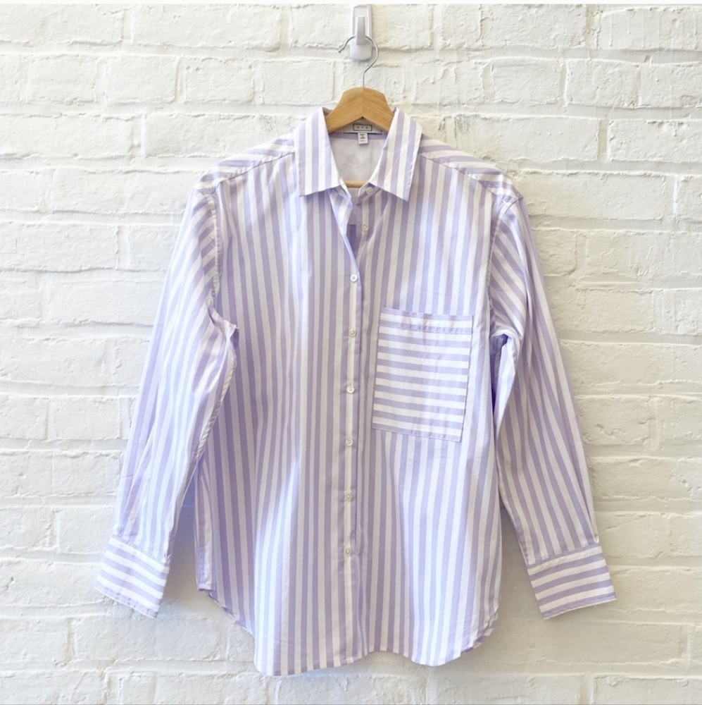 AYR || The Deep End Button Down Shirt Boxy Grape Soda Stripe Purple Small